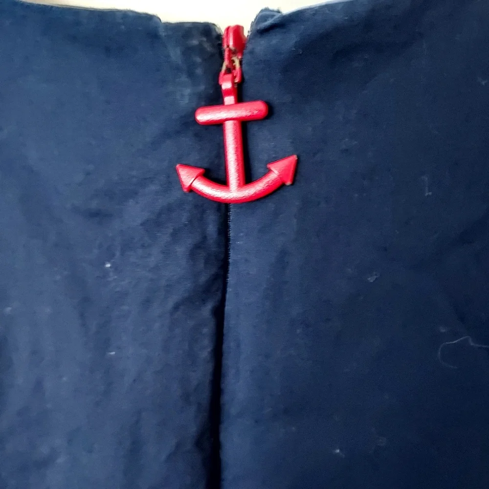 Savannah Navy Sailor Anchor Cotton sharkbite hem dress size 6 Nautical Coastal